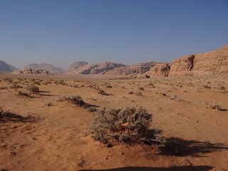 Jordanie : désert du Wadi Rum, entre sable, ciel et roche