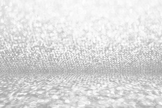 Silver Diamond Shiny Glitter Abstract Bokeh For Christmas Or Decoration Background