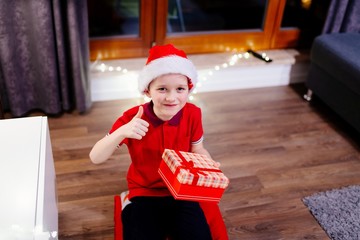 Happy child with Christmas present