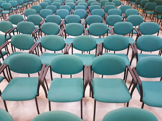 Obraz premium Row of chairs before a speech. 
