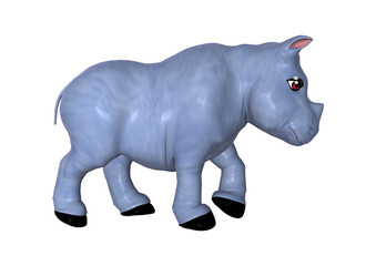 3D Rendering Blue Rhino on White