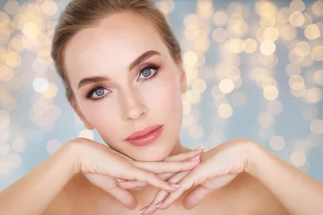 beautiful young woman face and hands