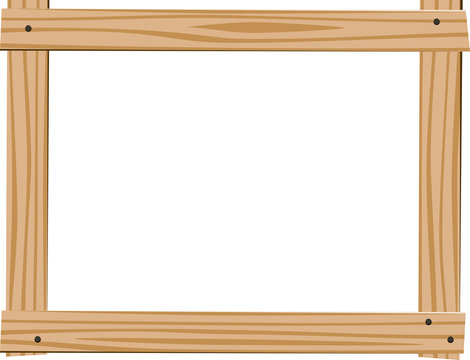 Horizontal frame of four bright wooden planks with empty space for text on white background