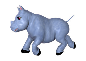 3D Rendering Blue Rhino on White