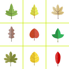colorful icons set with leafs for your design