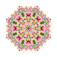 Circular background in shades of emerald. Flower circular background. Mandala. 