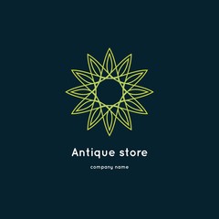 Vector vintage mandala logo. Kaleidoscope flower. Ornamental vector symbol