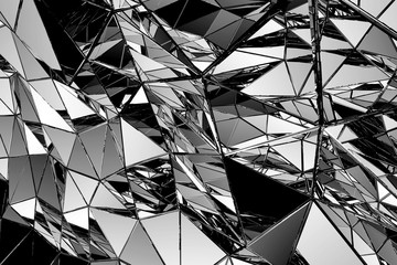 Abstract chrome polygon texture background 3d render - obrazy, fototapety, plakaty