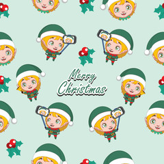 Obraz na płótnie Canvas Seamless pattern with Christmas elf