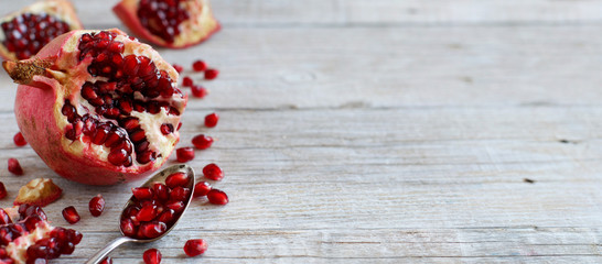 Open fresh ripe pomegranates