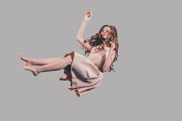 Hovering in air. 