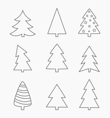 Obraz premium Christmas trees line set