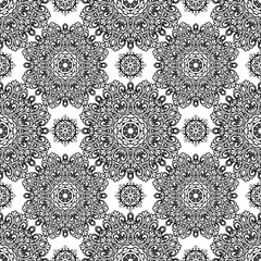 black and white seamless pattern in a zentangle style, Hand-drawn design illustration