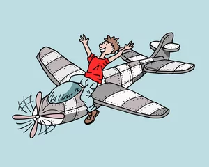 Fotobehang Vliegtuig met jongen er op © emieldelange