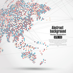 Dots colorful three-dimensional map of the world,abstract graphics.