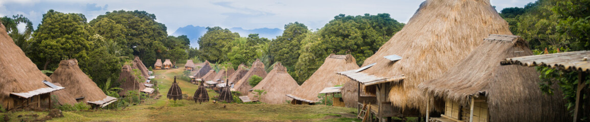 panoramic view of a traditional indonesian village at flores, indonesia