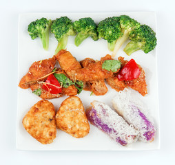 green cauliflower,Bean curd sheet,potato cake