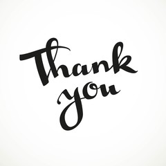 Thank you black calligraphic inscription on a white background