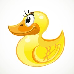 Yellow duck toy for children isolated on white background