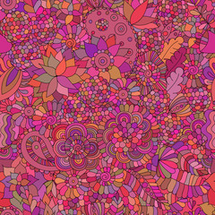 Doodle seamless background oriental pink