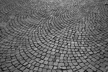 Brick pavers in pattern, black and white