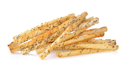 bread stick with sesame on white background
