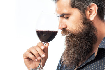 bearded man with wine