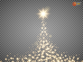 Vector golden sparkling falling star. Stardust trail. Cosmic glittering wave. © poppystyle