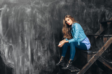 girl with long wavy hair