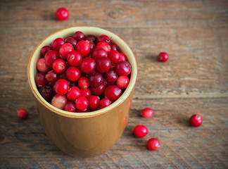 cranberries in a ceramic mug