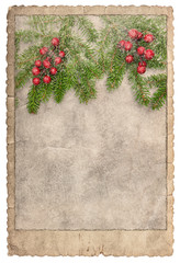 Vintage style christmas card Frame photos pictures Used paper
