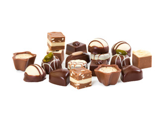 Chocolate candies isolated on white background