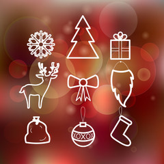christmas line icon set