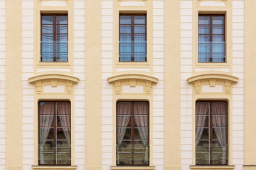 Traditional facade with windows from the Prague old town, Czech Republic