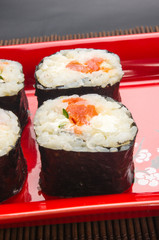 still life - set the rolls on a red plate