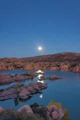Supermoon Rising Over Watson lake Prescott Arizona