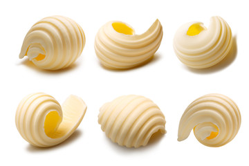 Set of butter curls or rolls, paths - obrazy, fototapety, plakaty