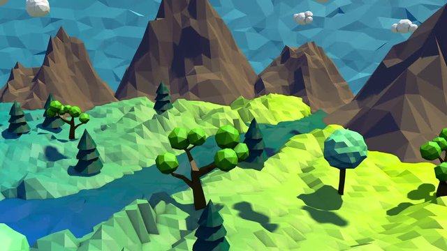 3d low poly landscape.