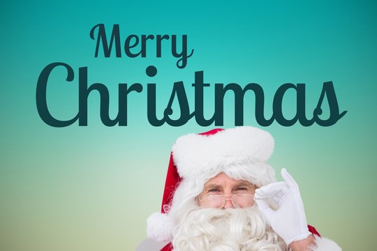 Santa and Christmas Message on Blue Background Design