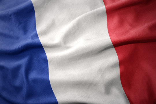 waving colorful flag of france.