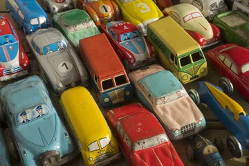 Papier Peint photo Lavable Chambre de garçon Collection de petites voitures anciennes