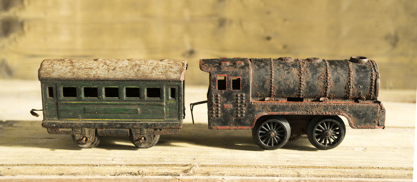 Old vintage tin toy steam train