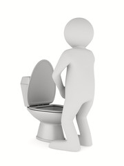 man and toilet bowl. Isolated 3D image