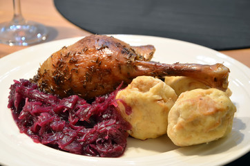roasted goose with cabbage and dumpling photography