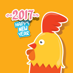 vector new year 2017 with cartoon funny rooster