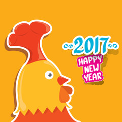 vector new year 2017 with cartoon funny rooster