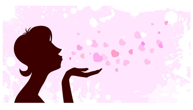 female silhouette with hearts