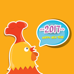 vector new year 2017 with cartoon funny rooster