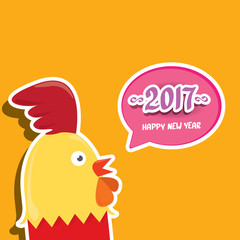 vector new year 2017 with cartoon funny rooster