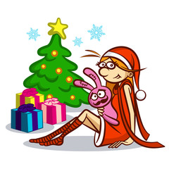 Merry Christmas and Happy New Year Santa Girl